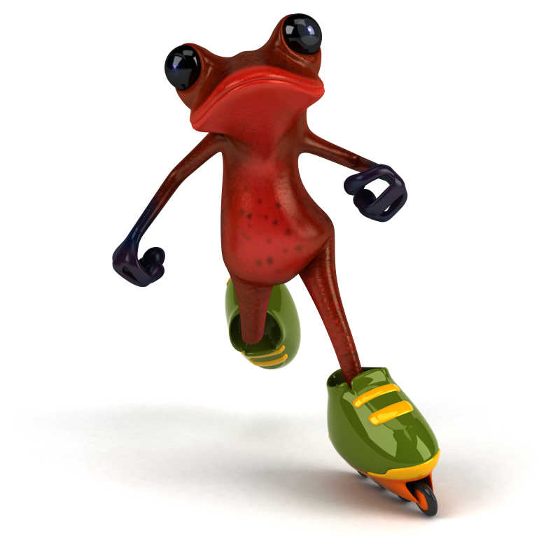 穿着轮滑鞋轮滑的青蛙