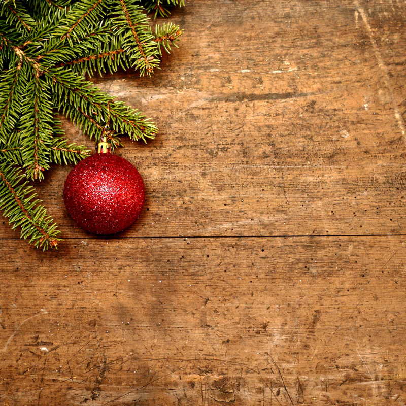 圣诞树上的红色装饰球
