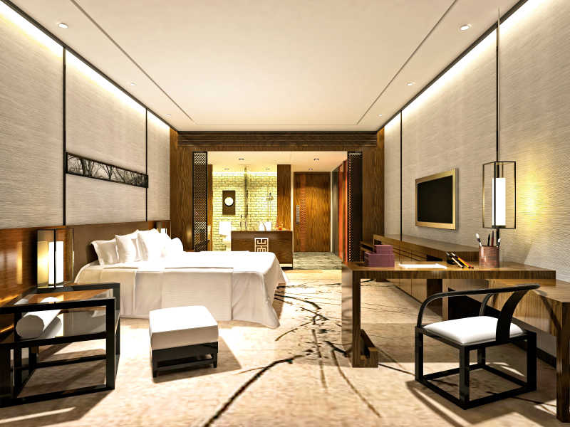 豪华酒店客房3D渲染