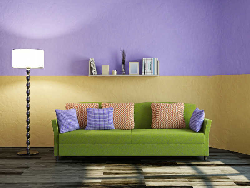 现代客厅黄紫色系列设计