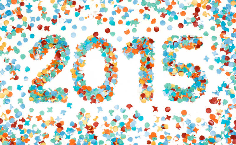 五彩纸屑上的2015新年快乐