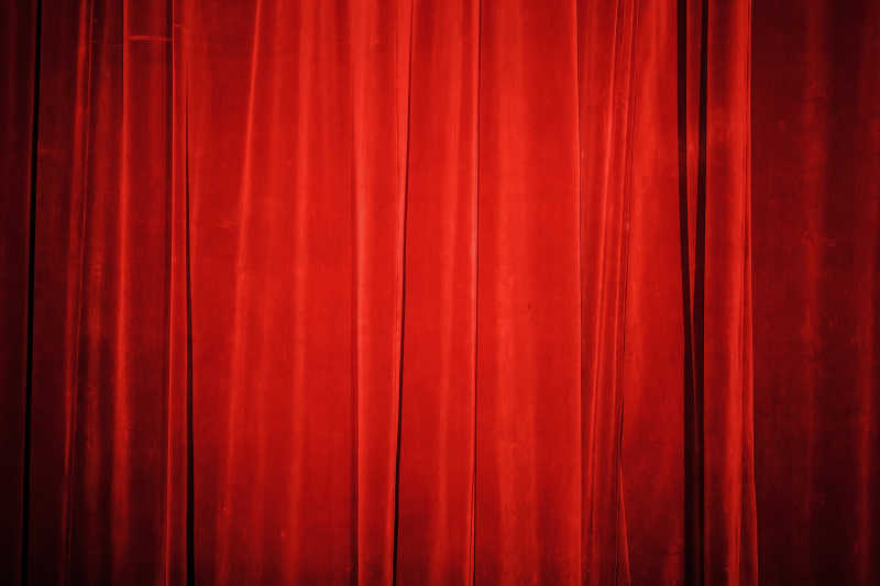 舞台天然天鹅绒红色幕布背景