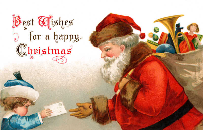 圣诞老人收到了一个孩子给他的圣诞节卡片