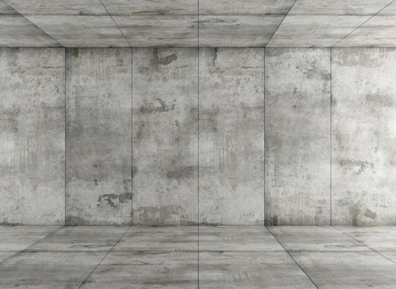 分割整齐的灰色的混凝土的房间