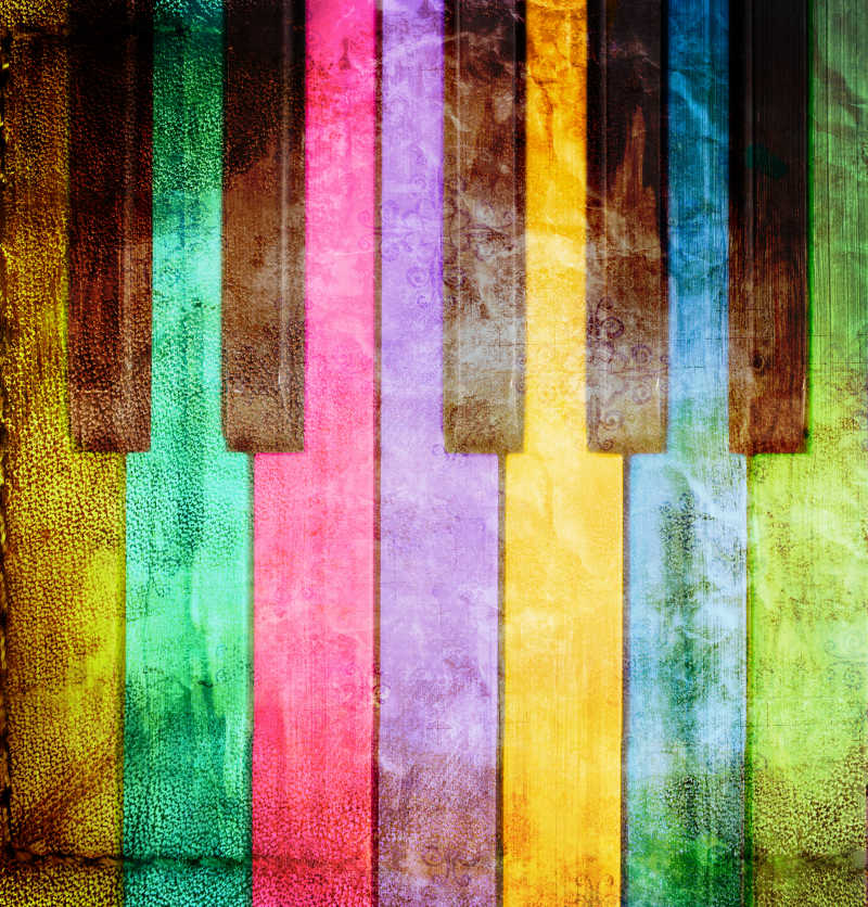 彩色钢琴按键绘画