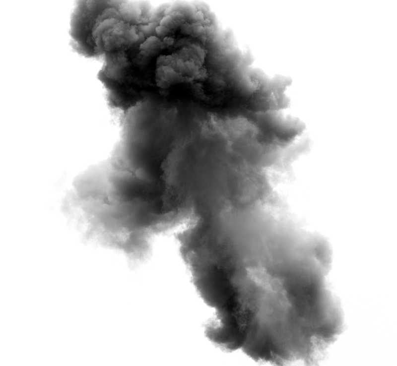 天空中可怕爆炸的黑烟