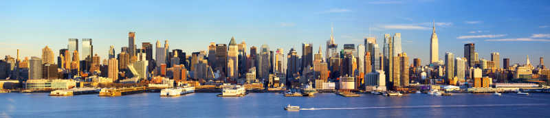 曼哈顿市中心天际线日落