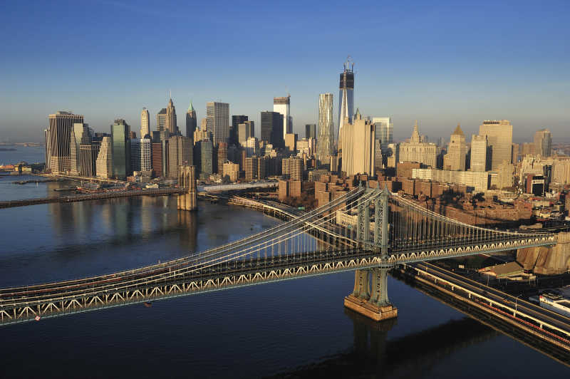 空中俯视下的曼哈顿城市建筑