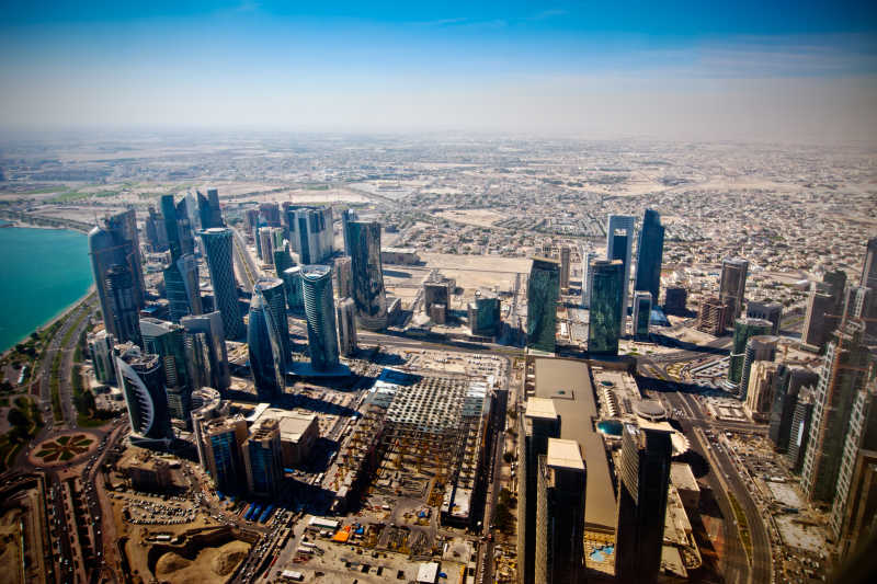 多哈首都卡塔尔鸟瞰图
