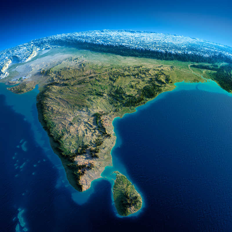 印度和斯里兰卡在地球上的位置