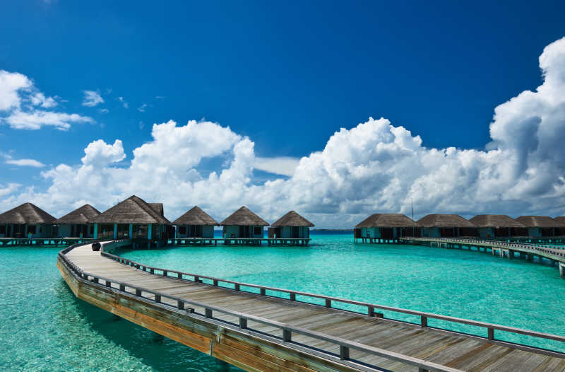 马尔代夫美丽的海上水屋