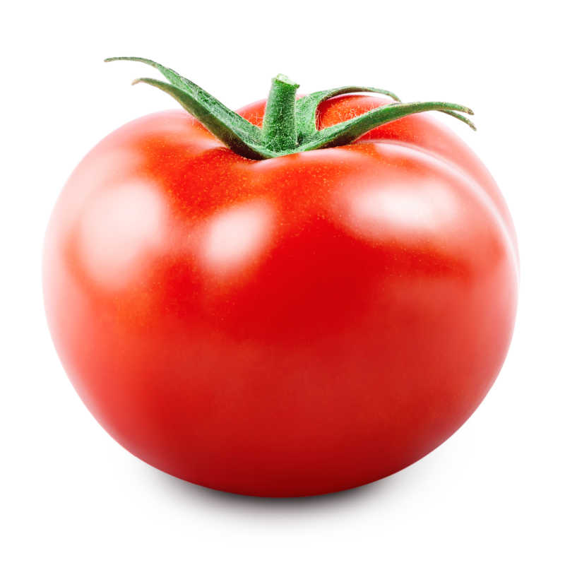 白色背景下鲜红色的西红柿
