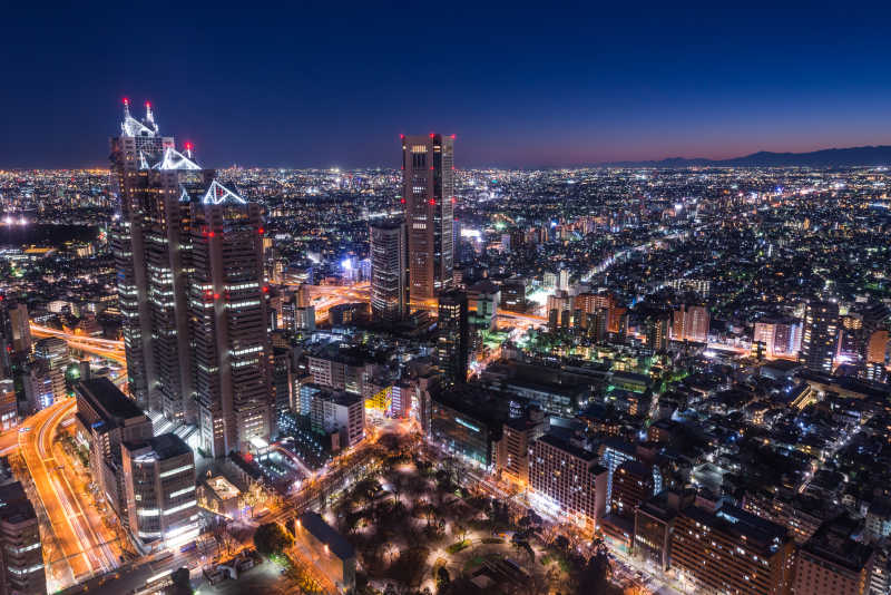 东京城市的夜景