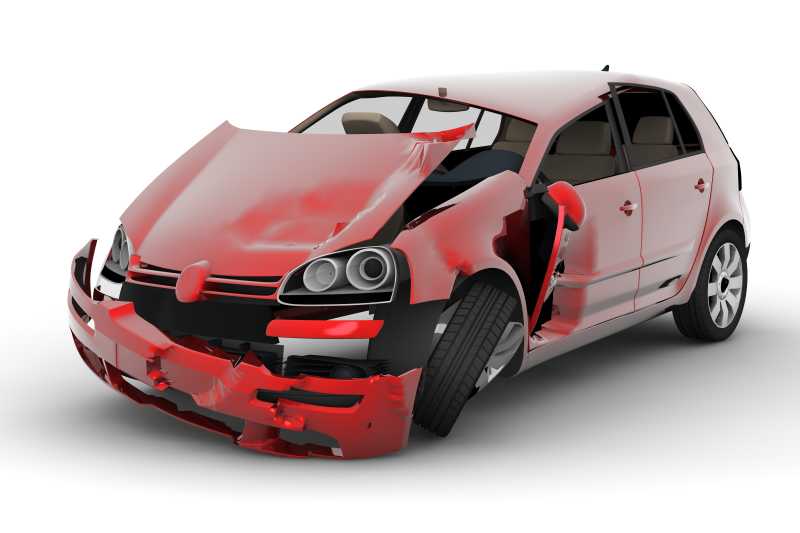 被撞的汽车模型