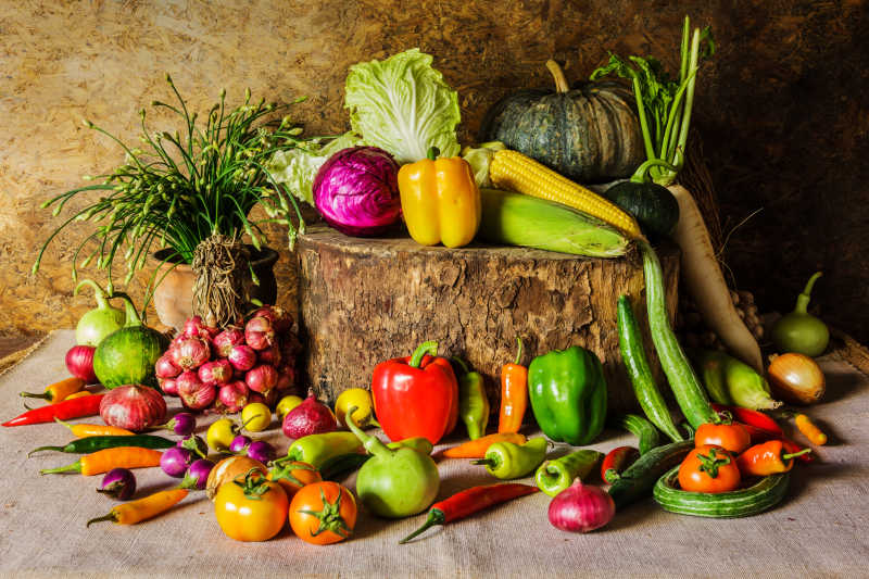 静物蔬菜草药和水果作为烹饪的原料