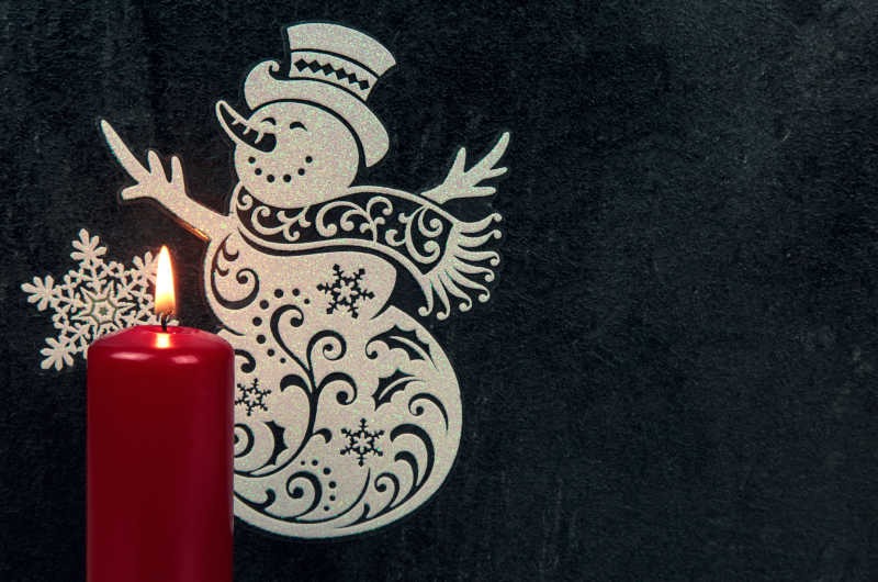 雪人和蜡烛装饰