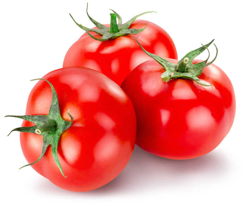 白色背景下的新鲜西红柿