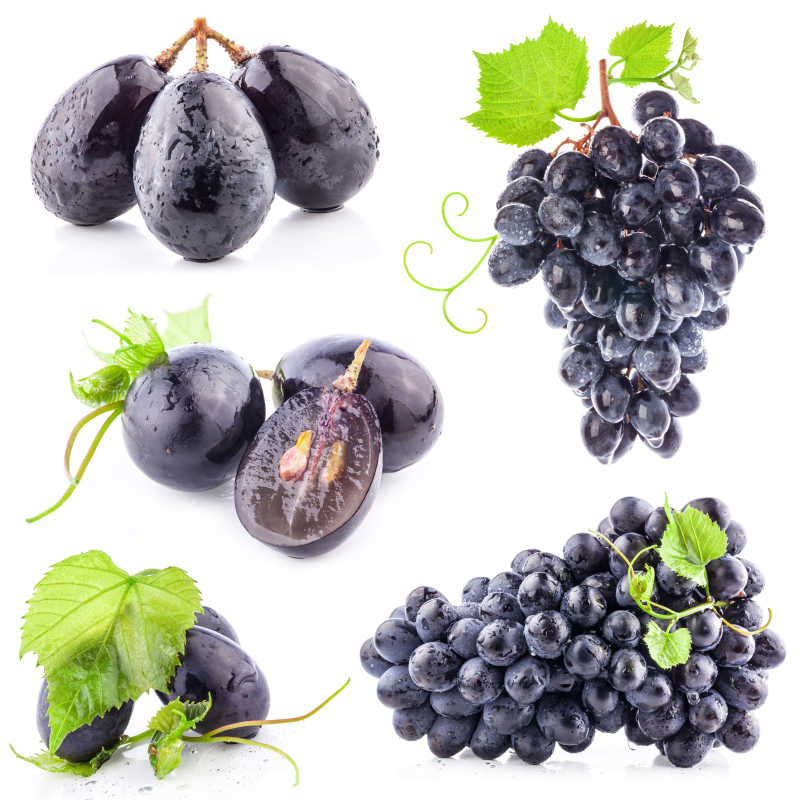 新鲜的葡萄和切开的葡萄