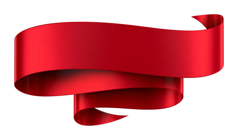 白色背景下的红丝带装饰设计条幅