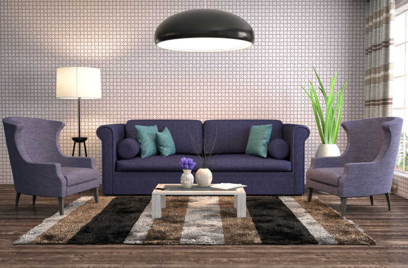 暗紫色客厅沙发装修
