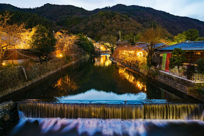 京都的黄昏与日本传统建筑