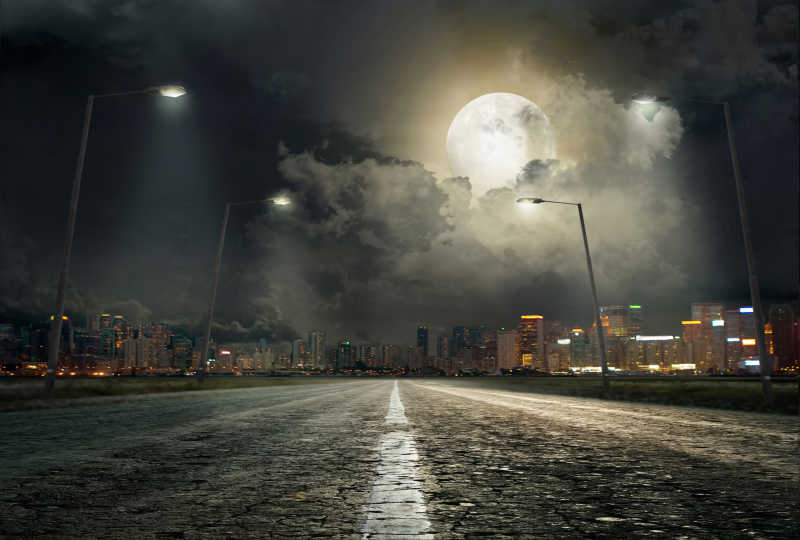 夜晚马路背景图图片