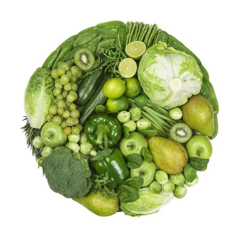 绿色蔬菜拼成的圆