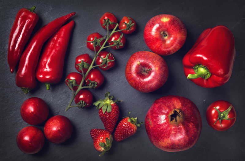 红色蔬菜与水果