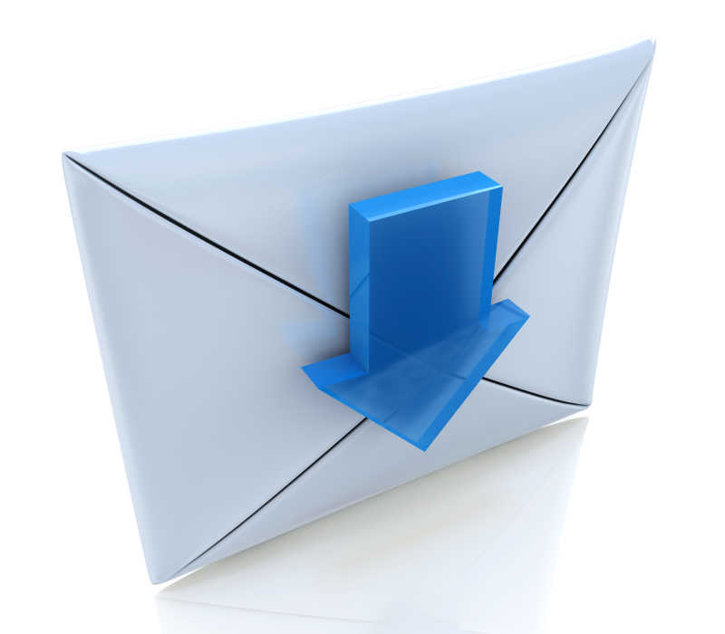 邮件信封与蓝色箭头