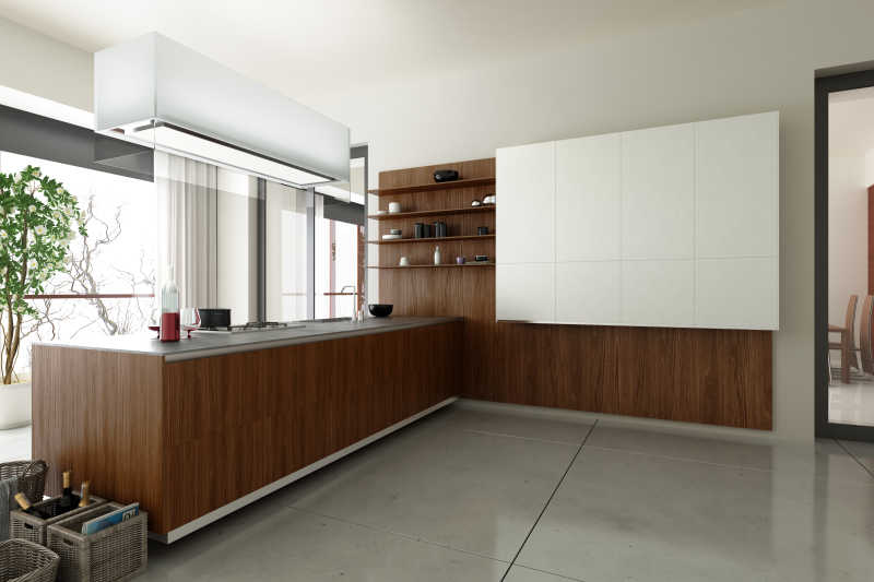 宽敞木制厨房设计