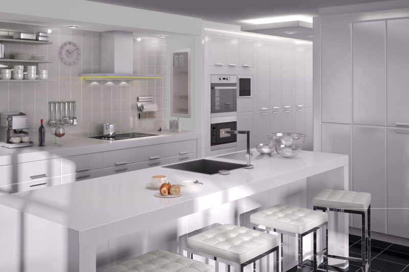白色的现代的厨房