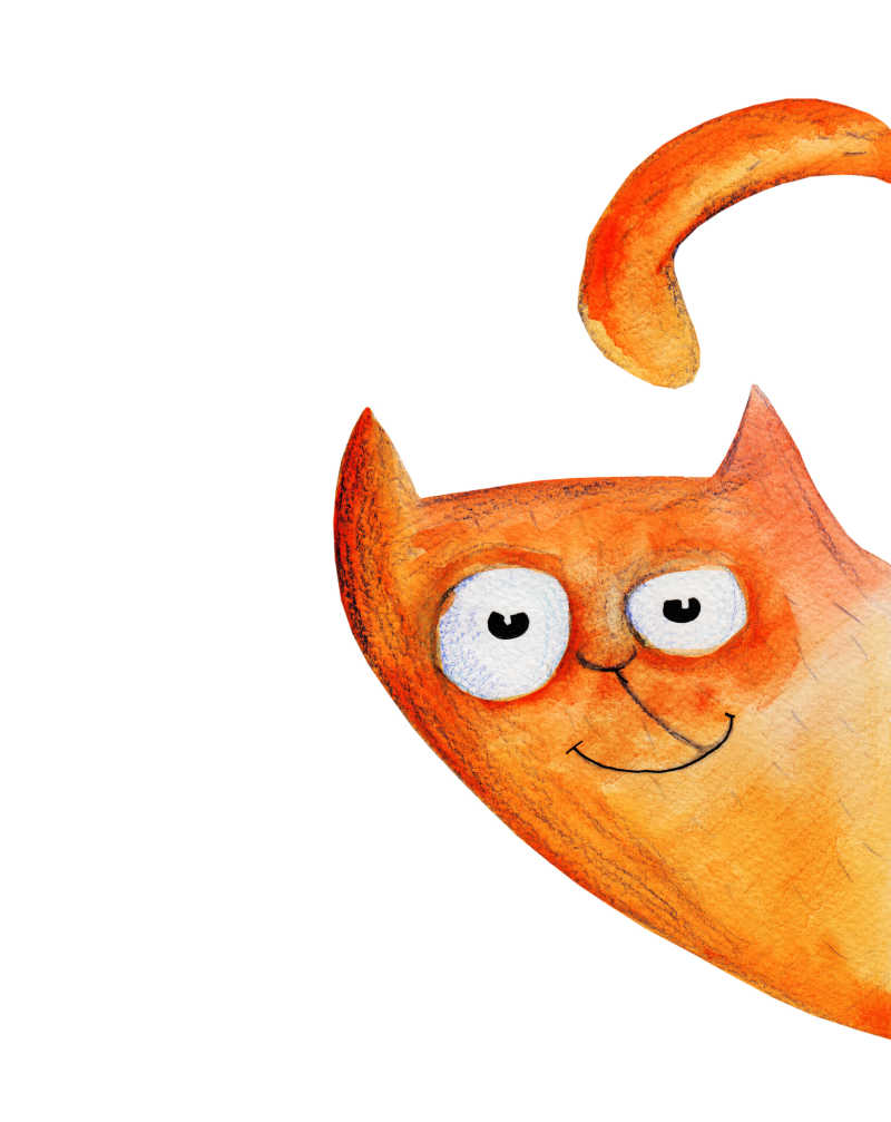 一只铅笔绘制的橘色小猫