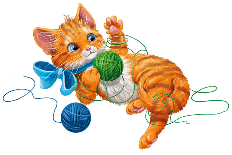 玩毛线球的小猫