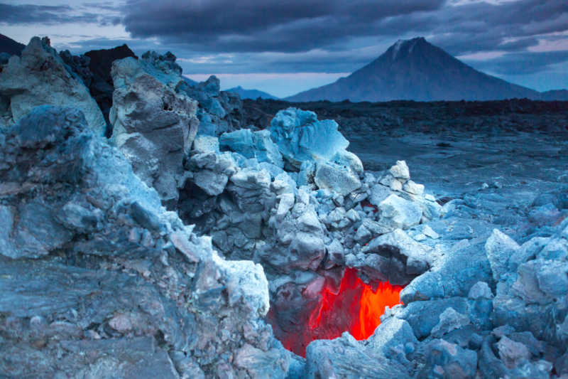 勘察加半岛的火山近景