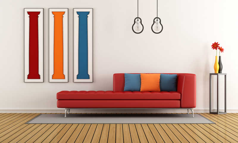 彩色客厅与现代沙发