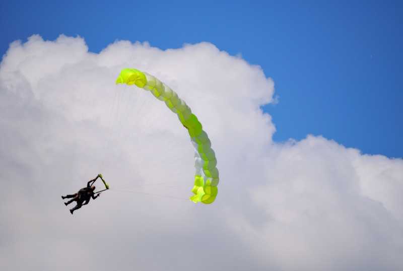 蓝天白云背景下的降落伞