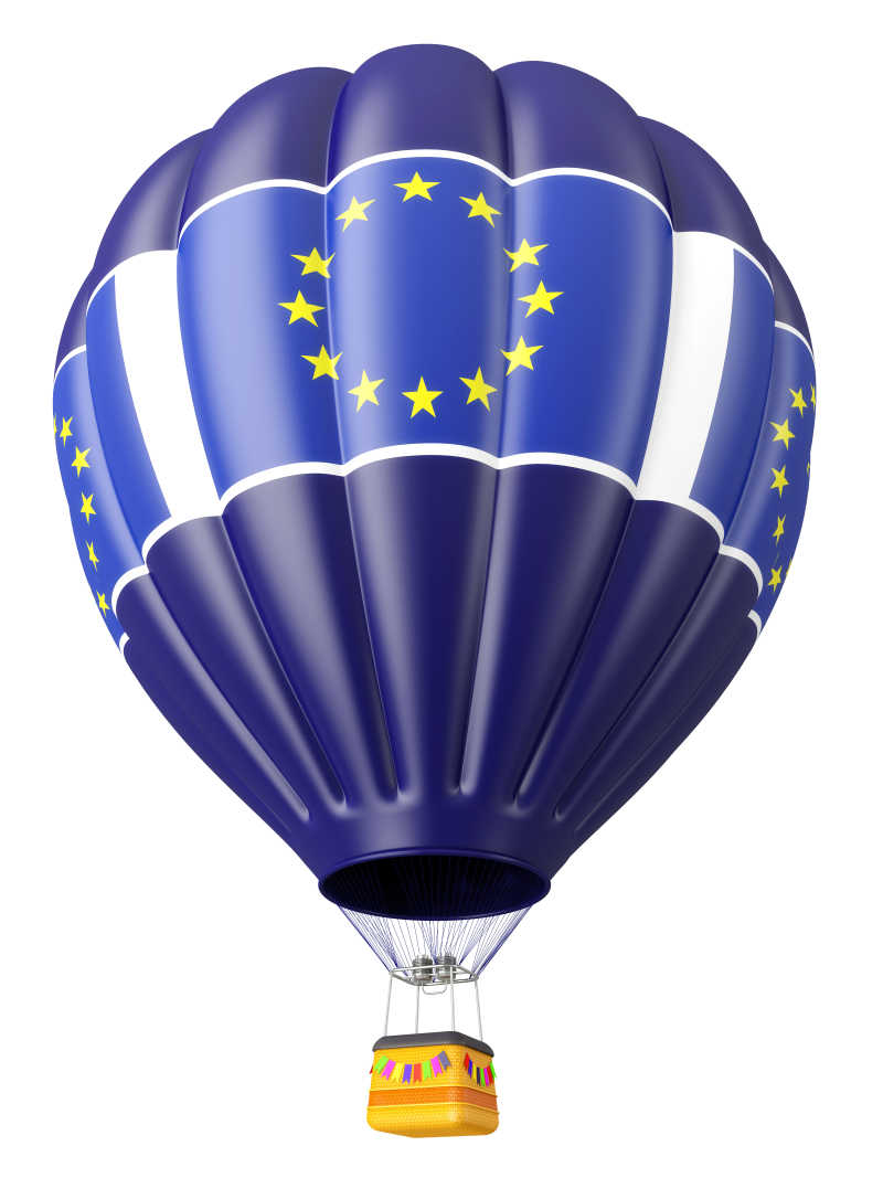 印有欧洲旗帜的热气球