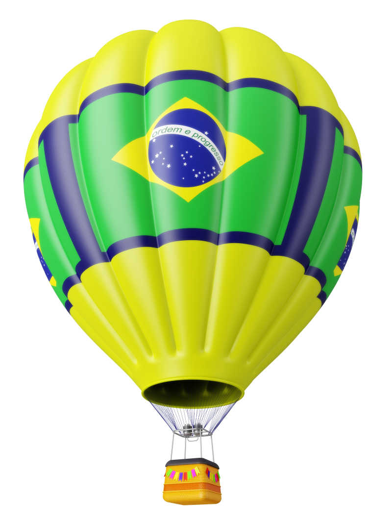 印有巴西旗帜的热气球