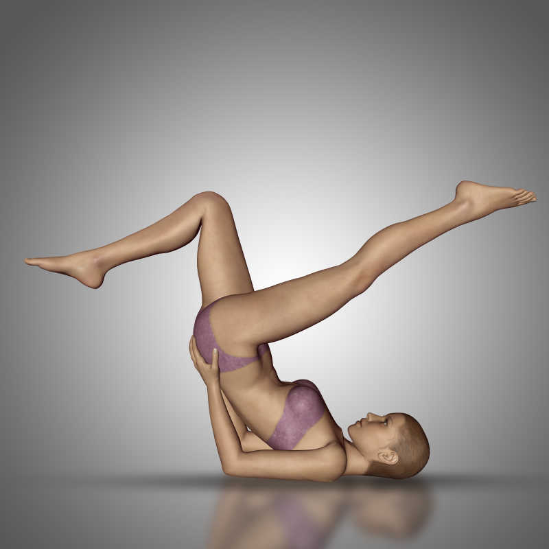 女人瑜伽姿势三维立体模拟