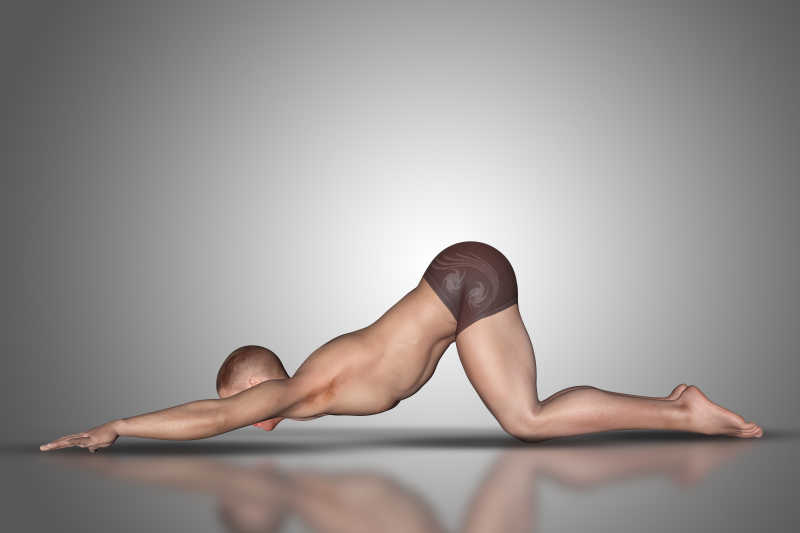 男人瑜伽三维立体姿势模拟
