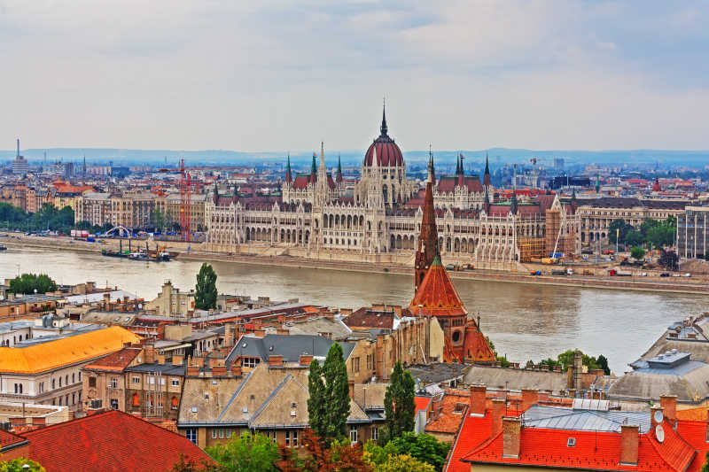 河边的布达佩斯议会建筑风景