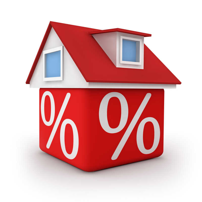 红色的房屋模型与白色的百分比