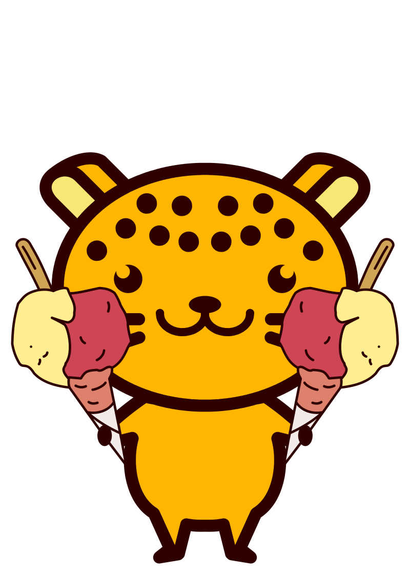 卡通豹子拿着冰淇淋