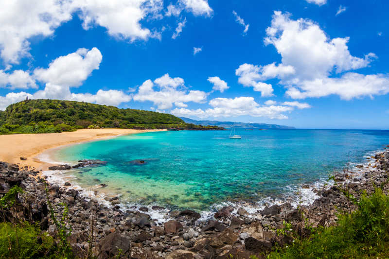 美丽的夏威夷海湾风景