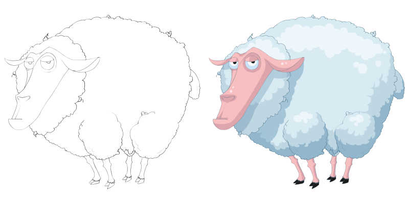 忧郁的卡通绵羊
