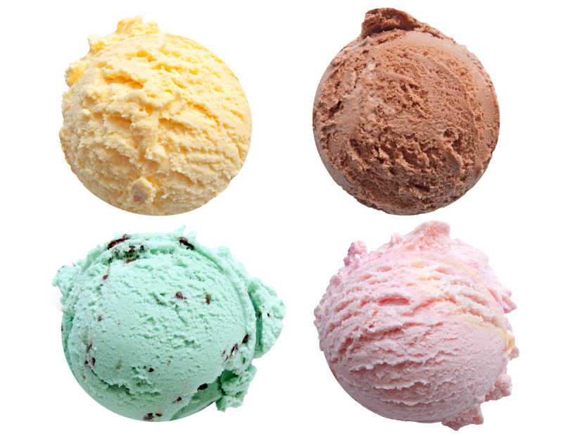 四种口味的冰淇淋球