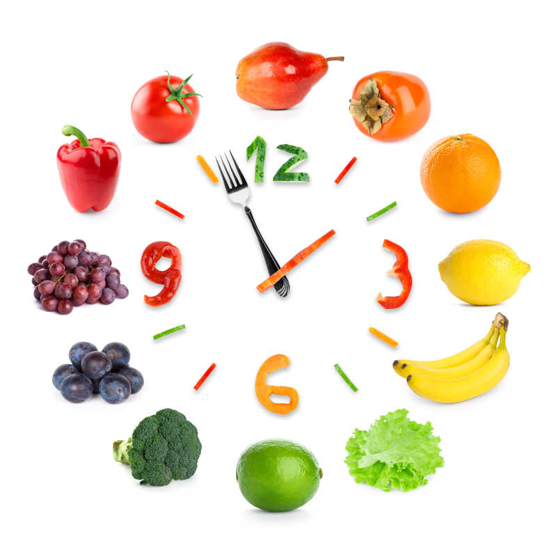 健康果蔬组成的钟