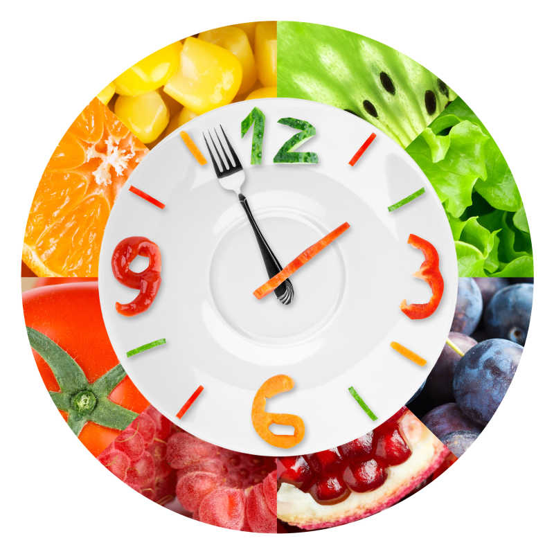 蔬菜和水果的食品钟