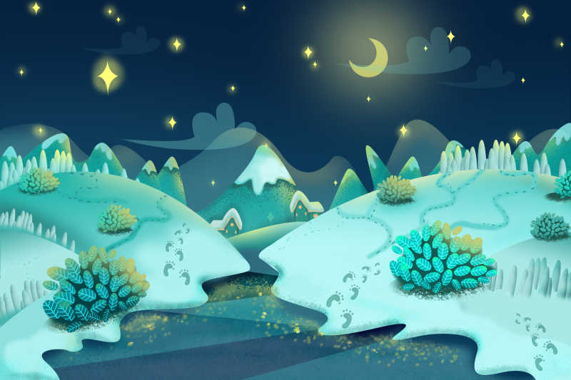 雪夜卡通壁纸