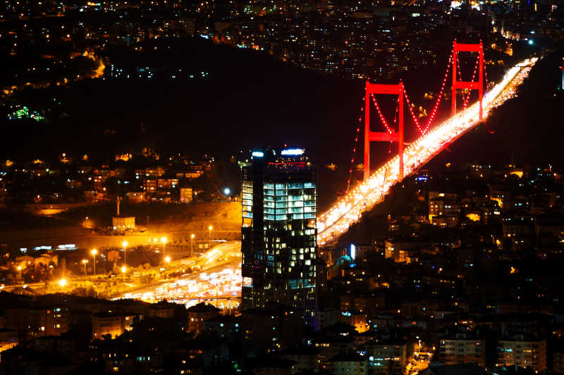伊斯坦布尔的城市灯光和夜景